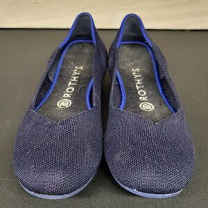 Rothys Women's SZ 8 The Flat Shoes Blue Knit Mesh Round Toe Ballet Flats